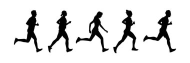 running people silhouette collection, jogging illustration clipart