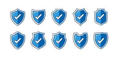 Düzenlenebilir felçli mavi bir kalkan seti