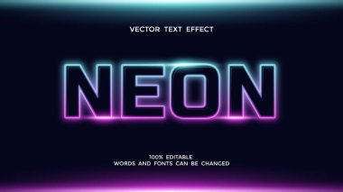 mavi ve mor renkli neon ışıklı düzenlenebilir metin efekti