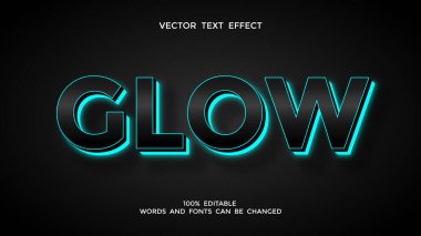 mavi neon parıltısı düzenlenebilir metin efekti
