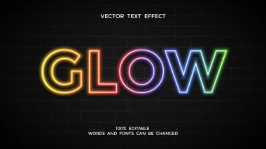 Renkli neon ışığı düzenlenebilir metin efekti