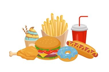 Düz biçimli abur cubur koleksiyonu