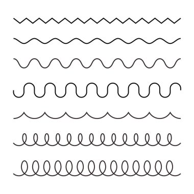 Düzenlenebilir vuruşlara sahip dalgalı ve sarmal çizgilerin koleksiyonu