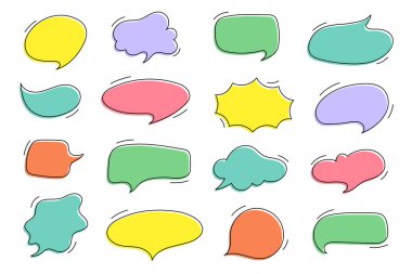 Düzenlenebilir vuruşları olan sevimli renkli metin kutularının koleksiyonu