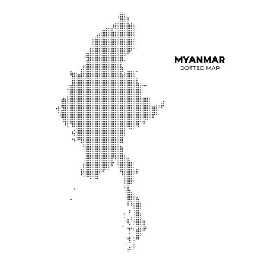 siyah yarım ton benekli miyanmar haritası