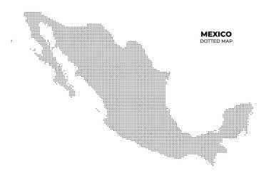 Siyah yarım tonlu noktalı Meksika haritası