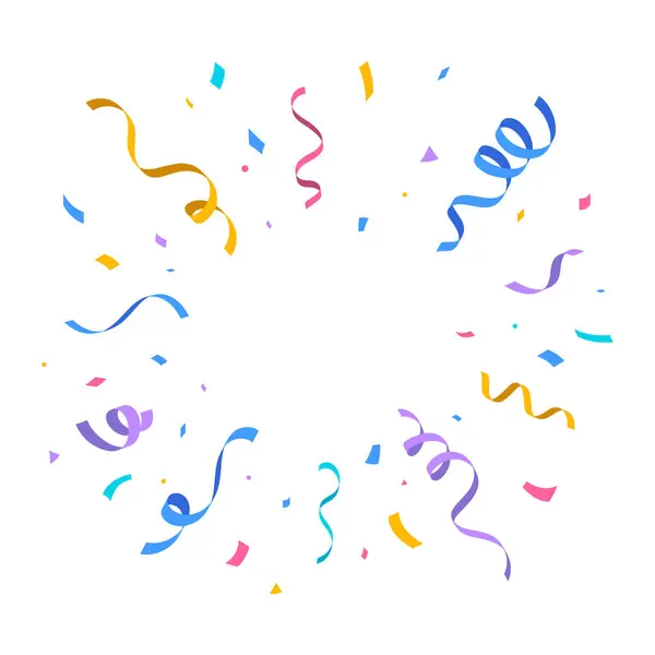 Beyaz arka planda dairesel desenli renkli konfeti ve flamalar. Kutlamalar ve şenlik için mükemmel..