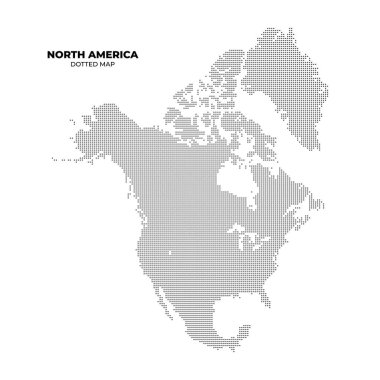 Siyah yarım ton noktalı Kuzey Amerika haritası