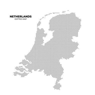 siyah yarım tonlu noktalı Hollanda haritası