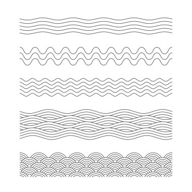 Düzenlenebilir felçli dekoratif dalga desenleri koleksiyonu