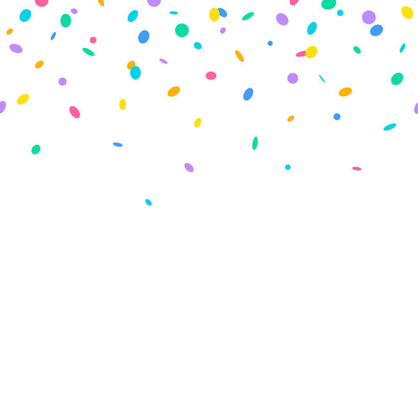 Colorful confetti falling against a white background, creating a festive and celebratory atmosphere.
