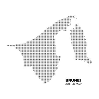 Beyaz arka planda siyah noktalı Brunei haritası..