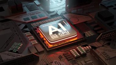 Future AI Artificial Intelligence powered by CPU processors. Technology background.