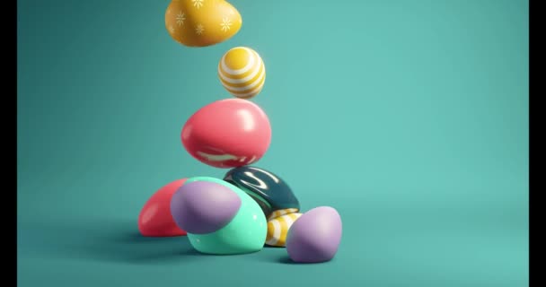 Falling Bouncy Jelly Decorated Chocolate Easter Eggs — Αρχείο Βίντεο