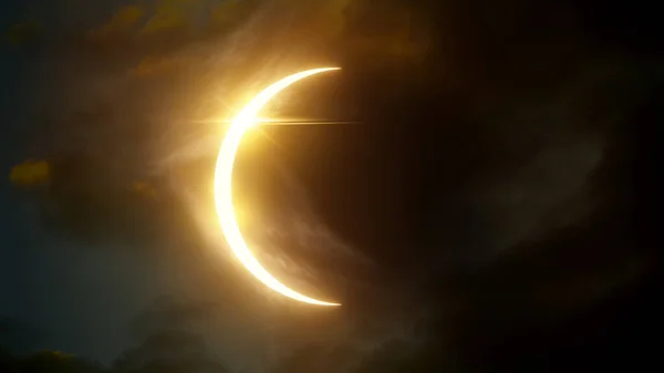 Lua Prestes Passar Frente Sol Criando Eclipse Solar Total Ilustração — Fotografia de Stock