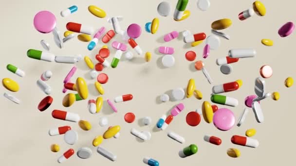 Různé Zdravotní Pilulky Tablety Kapsle Které Tvoří Tvar Srdce — Stock video