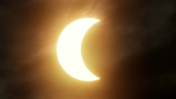 Měsíc Který Chystá Projít Před Sluncem Vytváří Úplné Zatmění Slunce — Stock video