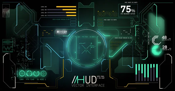 Conjunto Futurista Cyberpunk Hud Interface Wireframe Elemento Estética Ilustração Vetorial — Vetor de Stock