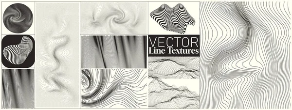 Collection Line Art Textures Pattern Shapes Vector Illustration — Stock Vector