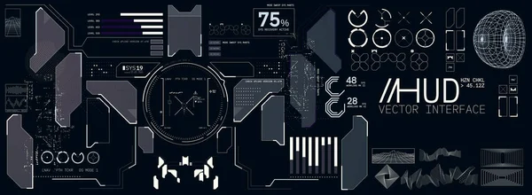 Futuristico Set Cyberpunk Interfaccia Hud Interfaccia Wireframe Elemento Estetico Illustrazione — Vettoriale Stock