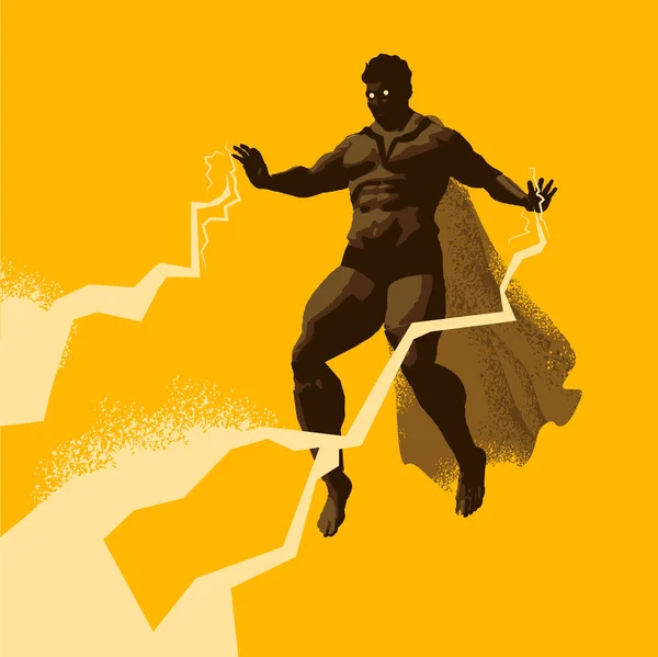 Обмежена Потужність Супергерой Суперзлодійка Вивільняє Чисту Енергію Долонь Векторні Ілюстрації — стоковий вектор
