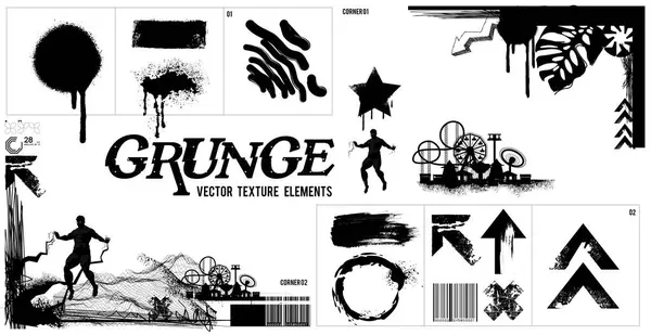 Collection Grunge Texture Border Frame Loose Elements Design Vector Illustration — Stock Vector