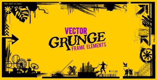 Vector Grunge Elementos Borda Texturizados Ásperos Para Projetos Enquadramento —  Vetores de Stock