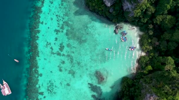 Vista Superior Hermosa Escena Tailandia Vista Aérea Phi Phi Island — Vídeos de Stock