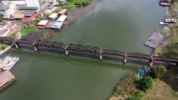 Aerial View Bridge River Kwai Kanchanaburi Thailand — Stock video
