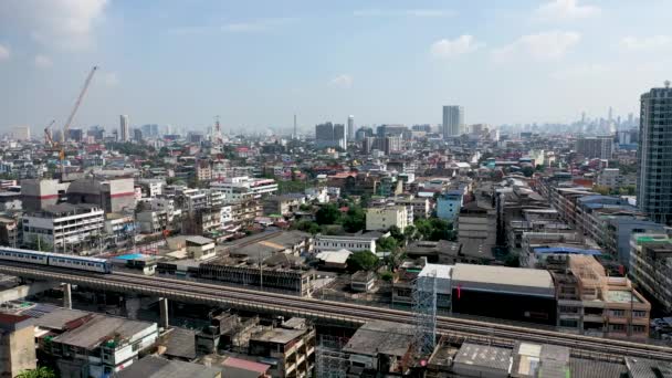 Aerial View Bts Railway Bang Khun Bangkok — Vídeos de Stock