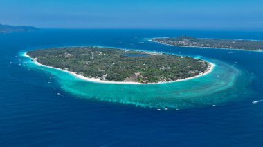 Lombok, Bali, Endonezya 'daki Gili Meno' nun hava görüntüsü.