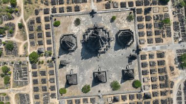 Candi Prambanan Tapınağının Hava Çekimi Merkezi Java 'daki Hinduizm Tapınağı.