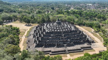 Borobudur Tapınağının Hava Fotoğrafı.