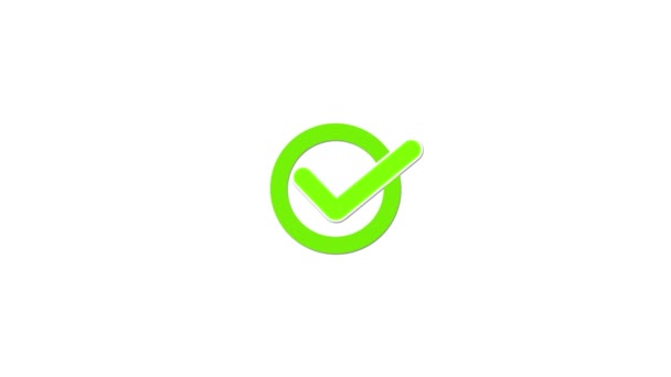 Icono Marca Verificación Animada Símbolo Positivo Icono Marca Verificación Confirmar — Vídeo de stock