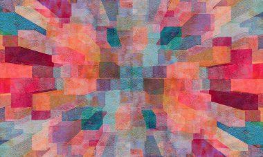 Renkli pembe, mavi, kırmızı ve turuncu soyut grunge desen geometrik arkaplan tasarımı
