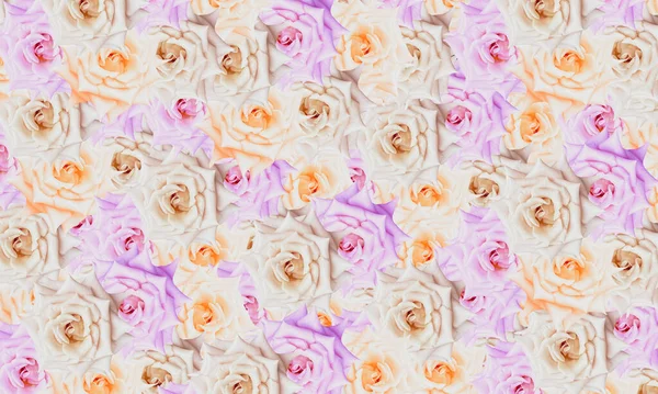 色とりどりのバラの花模様の背景 — ストック写真