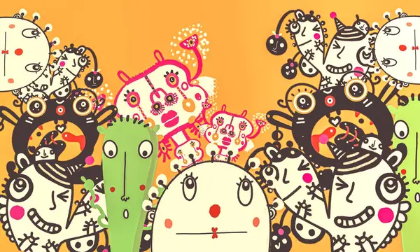 colorful  doodle ,cute  monster  abstract  cartoon background