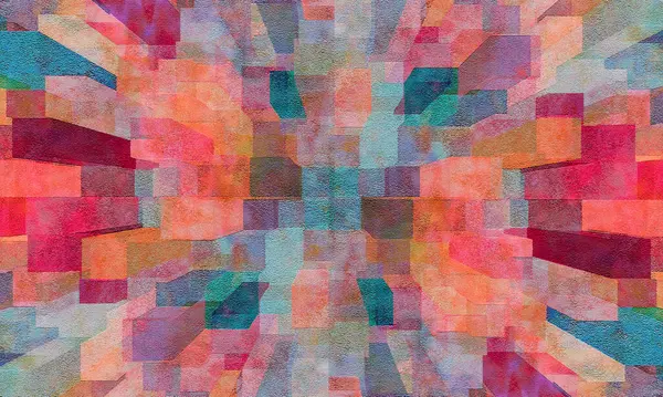 Renkli pembe, mavi, kırmızı ve turuncu soyut grunge desen geometrik arkaplan tasarımı
