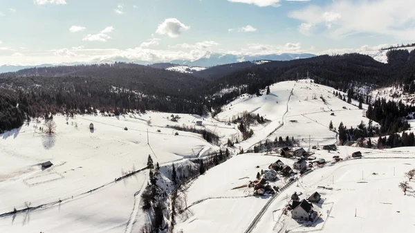 Carpathian Mountains Beautiful Winter Landscape Sunny Day Winter Landscape Snow — Stockfoto