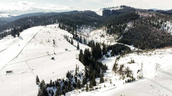 Schöne Sicht Auf Die Berge Skigebiet Einem Frostigen Tag Karpaten — Stockfoto