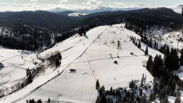 Beautiful View Mountains Ski Resort Frosty Day Mountains Carpathians Ukraine Stok Resim