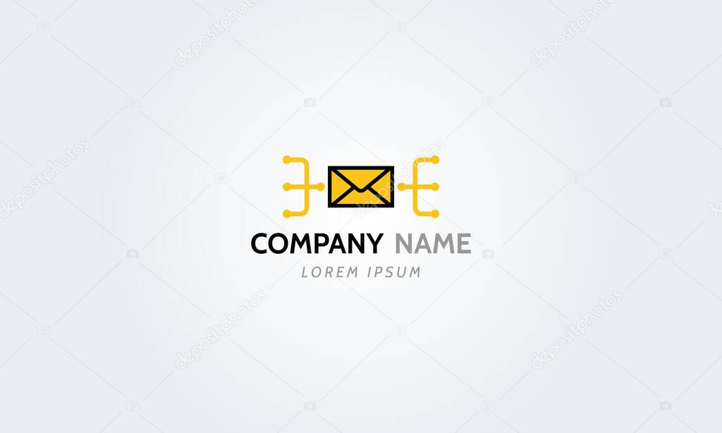 Email post, logo, icon. Envelope Mail services. Contact message send address letter isolated flat vector illustration