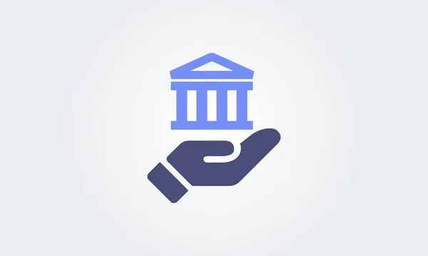 Hof Museum Bank Universitair Huis Gebouw Hand Icoon Logo Klassieke — Stockvector