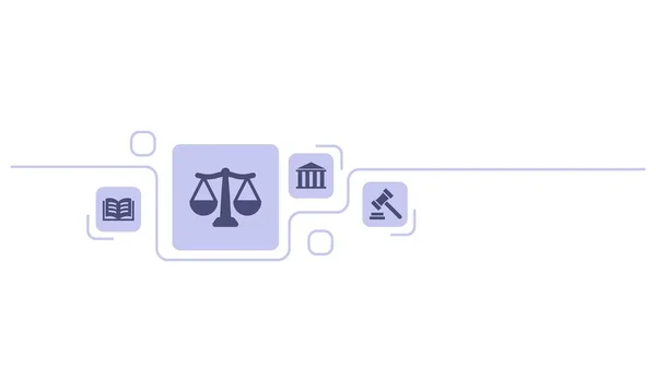 Concept Icône Définir Juridique Droit Justice Tribunal Avocat Avocat Concept — Image vectorielle