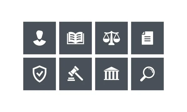 Icon Set Legal Law Justice Court Service Lawyer Attorney Notary — Stock Vector