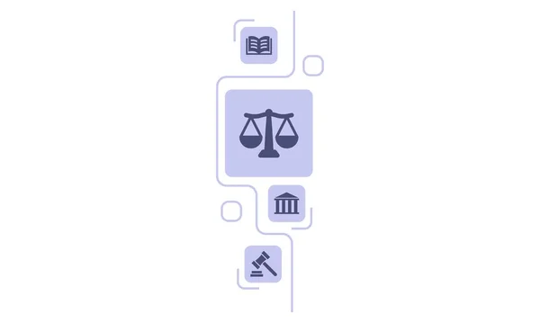 Concept Icône Définir Juridique Droit Justice Tribunal Avocat Avocat Concept — Image vectorielle