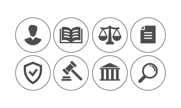 Іконка Встановила Право Право Справедливість Суд Сервісний Юрист Адвокат Нотаріальна — стоковий вектор