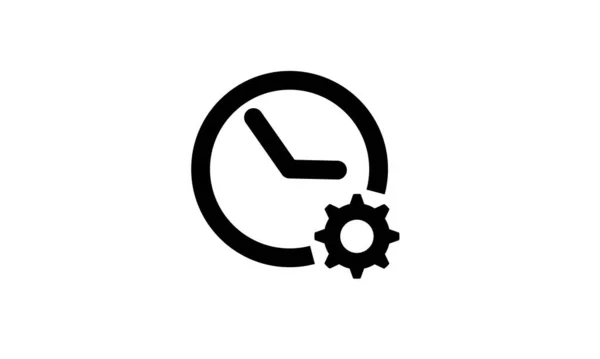 时间管理图标 钟带齿轮的概念研究 工作齿轮 矢量说明 — 图库矢量图片