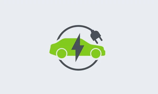 자동차 아이콘 스테이션 배터리 플러그인 Logotype 에너지 Eco 친화적 Vector — 스톡 벡터