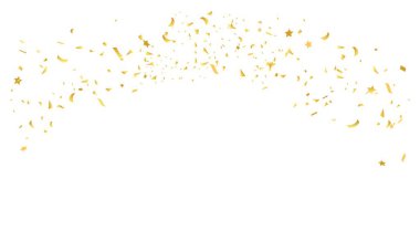 Pek çok renkli konfeti parçası ve şerit şeritli, vektör soyut arka plan. Karnaval, Noel ya da Yeni Yıl dekorasyonu doğum günü kutlaması için renkli parti flamaları, festival